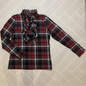 Ralph Lauren Red and Black Plaid Ruffle Blouse